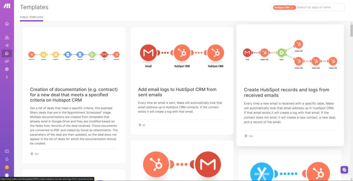 make.com templates for automation of small business tasks